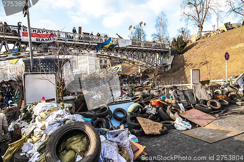 Image of Ukrainian revolution, Euromaidan after an attack by government f