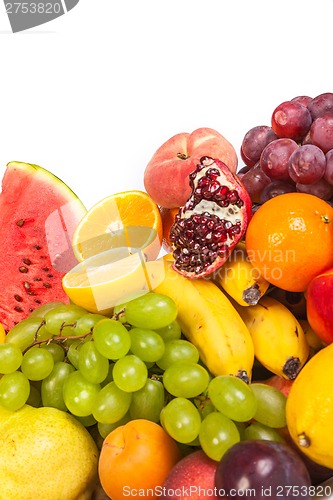 Image of Huge group of fresh fruits isolated on a white background.