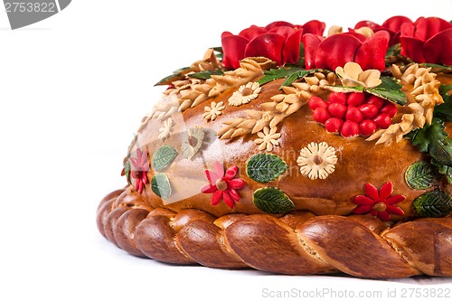 Image of Ukrainian festive bakery Holiday Bread on white