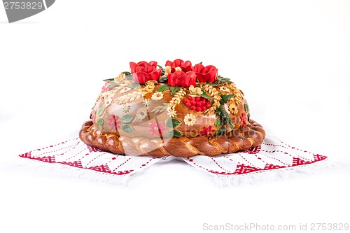 Image of Ukrainian festive bakery Holiday Bread on white