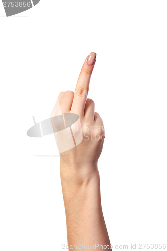 Image of Hand is showing a fig sign isolated on white