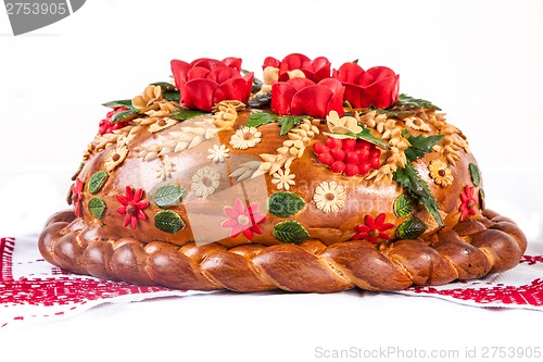 Image of Ukrainian festive bakery Holiday Bread on white