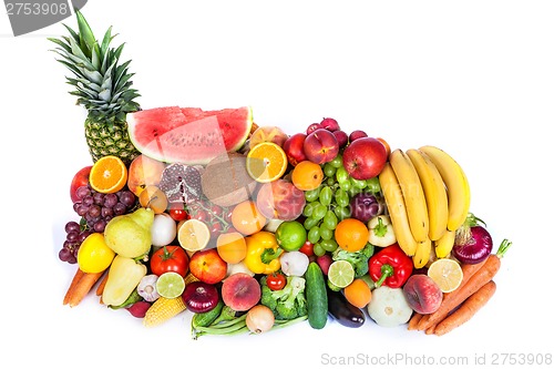 Image of Huge group of fresh vegetables and fruits