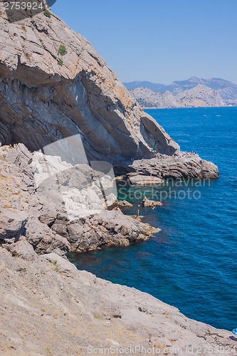 Image of Summer view seacoast. Sudak beach. Black Sea, Ukraine