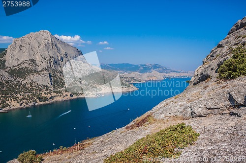 Image of Summer view seacoast. Sudak beach. Black Sea, Ukraine