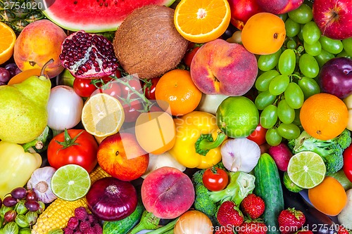 Image of Group of fresh vegetables isolated on white