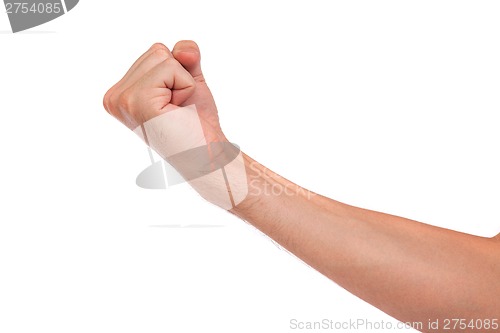 Image of Males hand with a clenched fist isolated