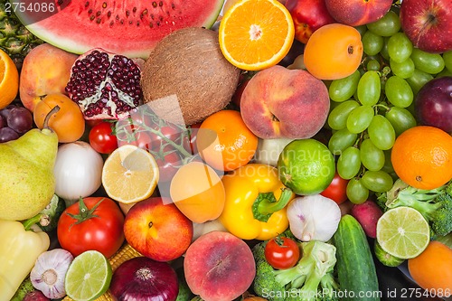 Image of Huge group of fresh vegetables and fruits