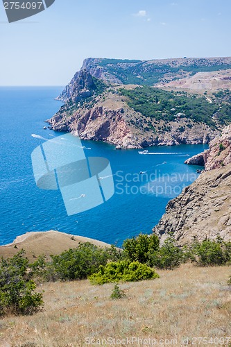 Image of Summer view seacoast. Sudak beach. Black Sea, Ukraine