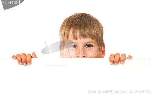 Image of Boy holding a banner