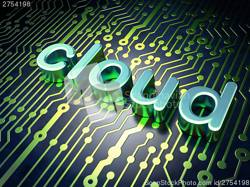 Image of Cloud technology concept: Cloud on circuit board background