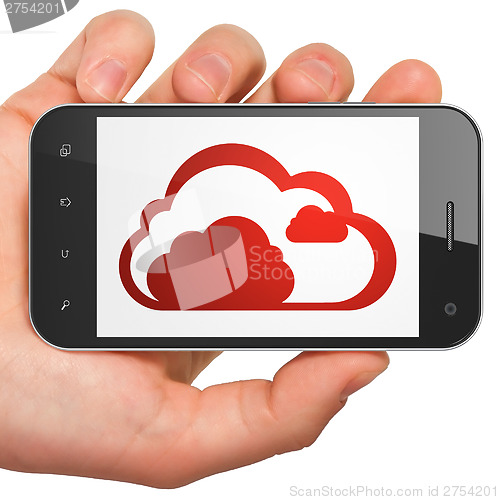 Image of Cloud networking concept: Cloud on smartphone