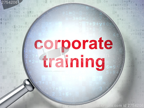 Image of Education concept: Corporate Training with optical glass