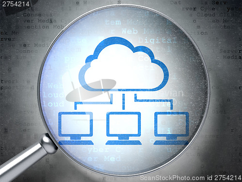 Image of Cloud networking concept:  Cloud Network with optical glass on d