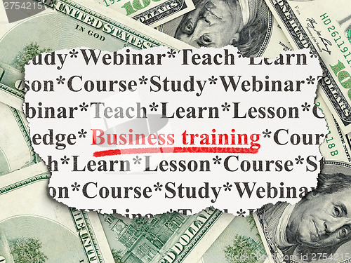 Image of Education concept: Business Training on Money background