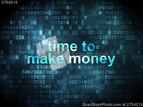 Image of Timeline concept: Time to Make money on digital background