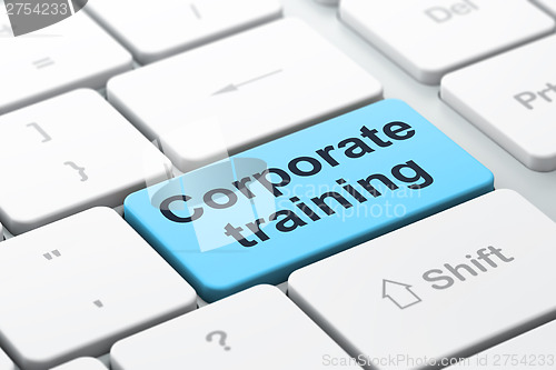 Image of Education concept: Corporate Training on computer keyboard backg