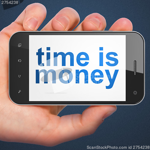 Image of Timeline concept: Time is Money on smartphone