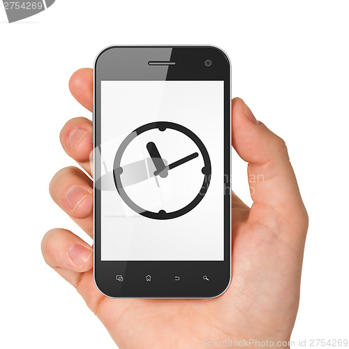 Image of Time concept: Clock on smartphone