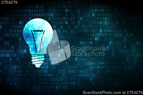 Image of Business concept: Light Bulb on digital background