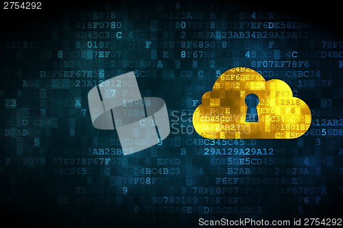 Image of Cloud computing concept: Cloud With Keyhole on digital backgroun