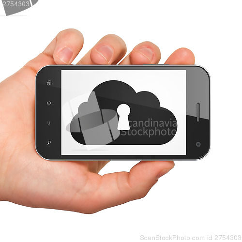 Image of Cloud networking concept: Cloud With Keyhole on smartphone