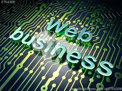 Image of SEO web design concept: Web Business on circuit board background