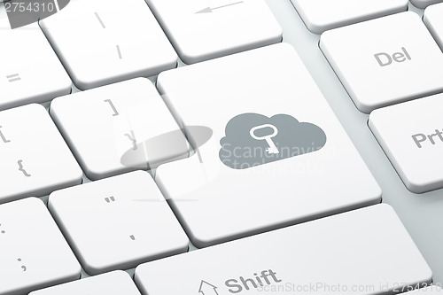 Image of Cloud networking concept: Cloud With Key on computer keyboard ba