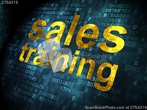 Image of Advertising concept: Sales Training on digital background