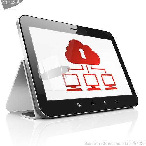 Image of Privacy concept: Cloud Network on tablet pc computer