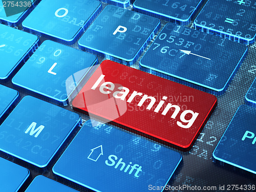 Image of Education concept: Learning on computer keyboard background