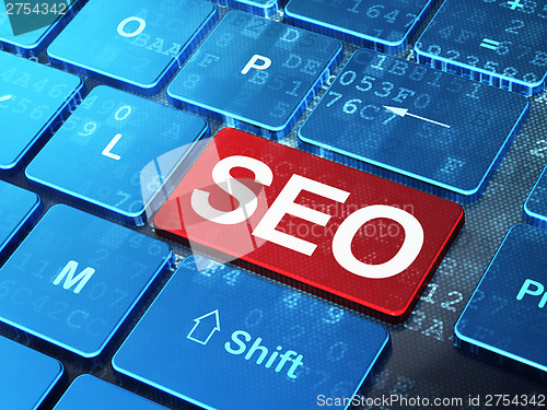 Image of Web design concept: SEO on computer keyboard background