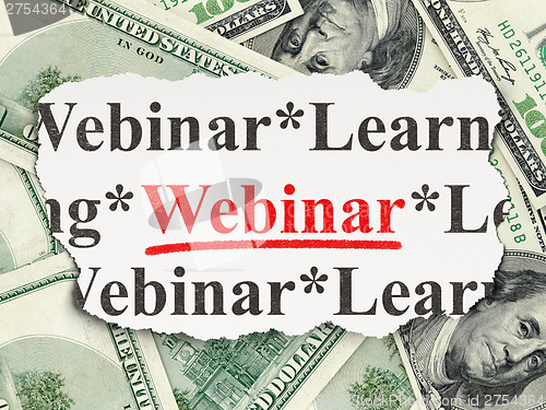 Image of Education concept: Webinar on Money background
