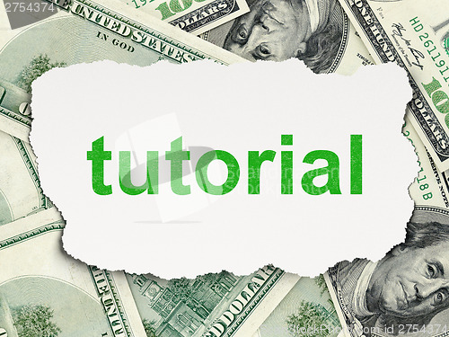 Image of Education concept: Tutorial on Money background
