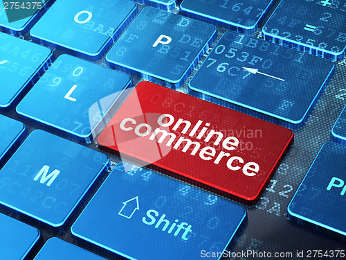 Image of Finance concept: Online Commerce on computer keyboard background