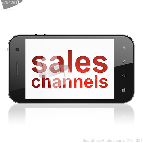 Image of Marketing concept: Sales Channels on smartphone