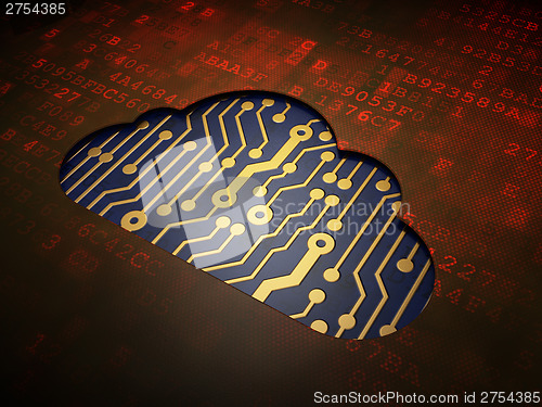 Image of Cloud technology concept: Cloud on digital screen background