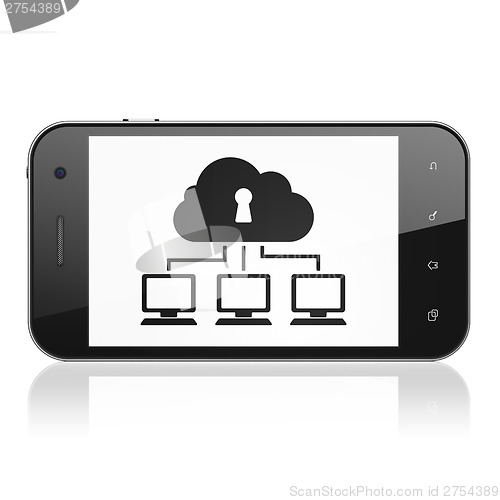 Image of Cloud networking concept: Cloud Network on smartphone