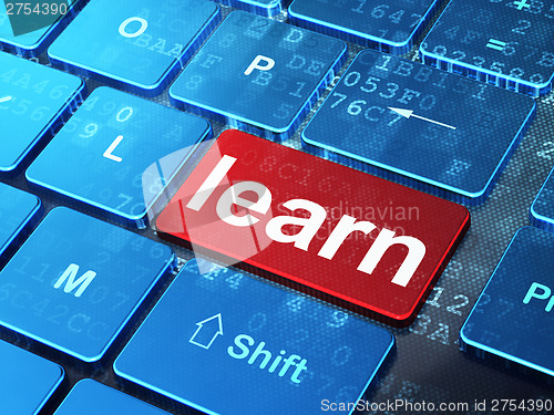 Image of Education concept: Learn on computer keyboard background