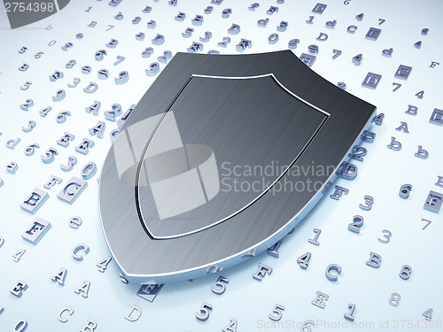 Image of Protection concept: Silver Shield on digital background