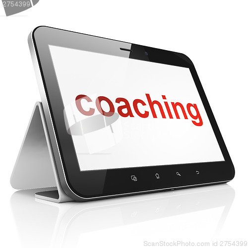 Image of Education concept: Coaching on tablet pc computer