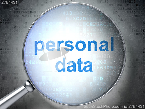 Image of Information concept: Personal Data with optical glass