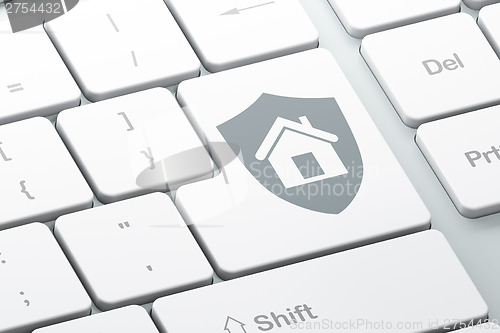 Image of Business concept: Shield on computer keyboard background