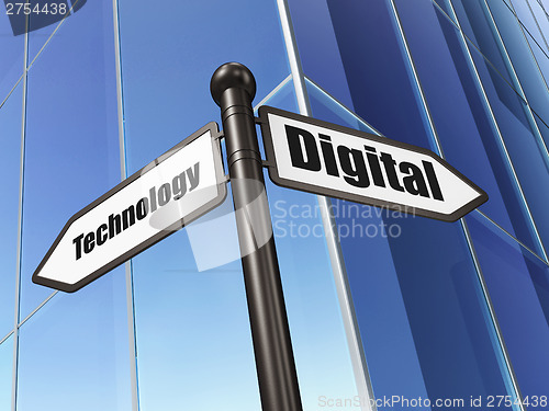 Image of Information concept: Digital Technology on Building background