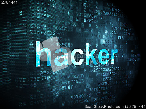 Image of Privacy concept: Hacker on digital background