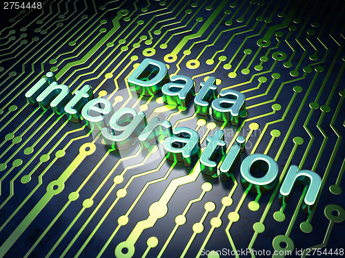 Image of Data concept: Data Integration on circuit board background