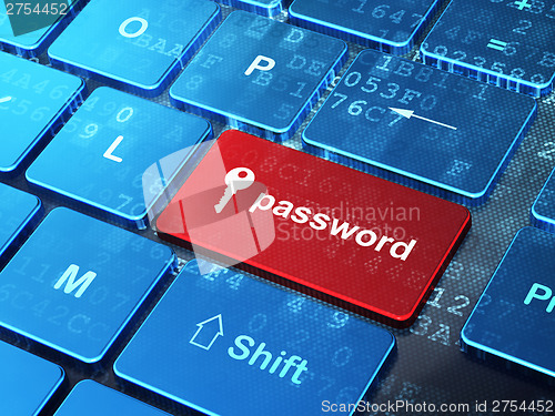 Image of Safety concept: Key and Password on computer keyboard background