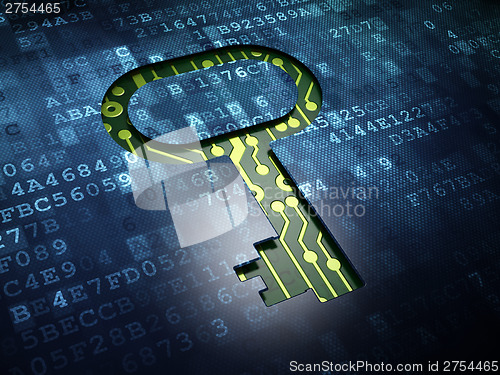 Image of Security concept: Key on digital screen background