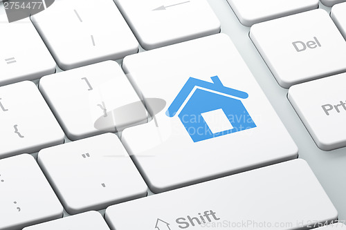 Image of Finance concept: Home on computer keyboard background