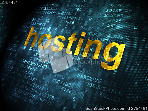 Image of SEO web development concept: Hosting on digital background